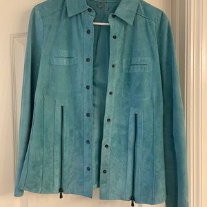 Blue 100% leather suede jacket.